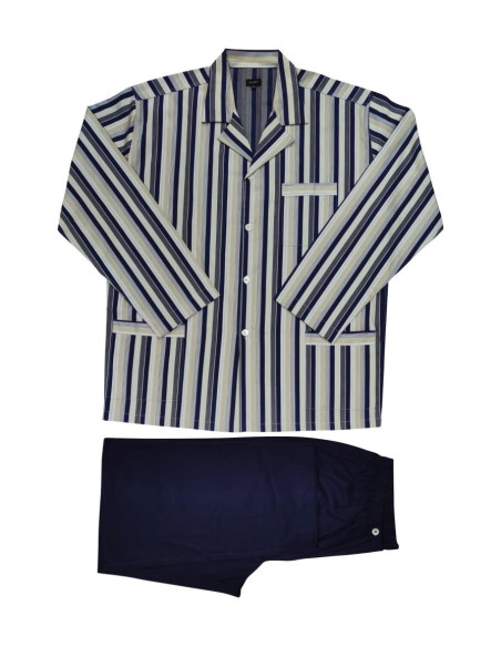 JULIPET PIGIAMA CAMICIA UOMO APERTO MANCIA LUNGA E PANTALONE LUNGO IN POPELINE - TALOE