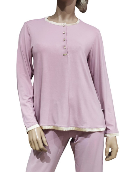 AMADINE PIGIAMA DONNA SERAFINO MANICA LUNGA E PANTALONE LUNGO IN VISCOSA