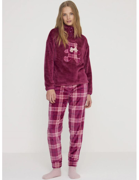 NOIDINOTTE PIGIAMA DONNA A LUPETTO MANICA LUNGA E PANTALONE LUNGO