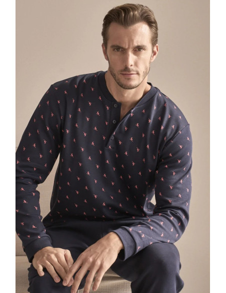 JULIPET PIGIAMA UOMO SERAFINO MANICA LUNGA E PANTALONE LUNGO INTERLOCK - NOGAROLE