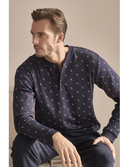 JULIPET PIGIAMA UOMO SERAFINO MANICA LUNGA E PANTALONE LUNGO INTERLOCK - NOGAROLE