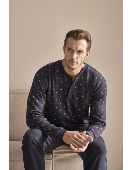 JULIPET PIGIAMA UOMO SERAFINO MANICA LUNGA E PANTALONE LUNGO INTERLOCK - NOGAROLE