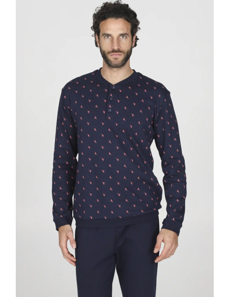 JULIPET PIGIAMA UOMO SERAFINO MANICA LUNGA E PANTALONE LUNGO INTERLOCK - NOGAROLE