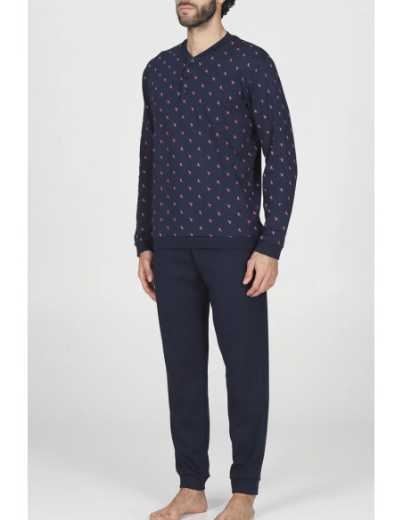 JULIPET PIGIAMA UOMO SERAFINO MANICA LUNGA E PANTALONE LUNGO INTERLOCK - NOGAROLE