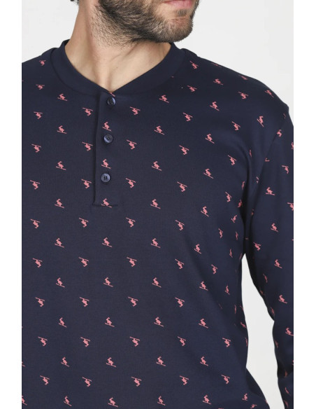 JULIPET PIGIAMA UOMO SERAFINO MANICA LUNGA E PANTALONE LUNGO INTERLOCK - NOGAROLE