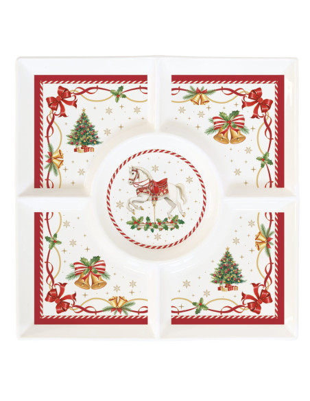 EASY LIFE ANTIPASTIERA A SCOMPARTI 25 X 25 CM - CHRISTMAS TALE