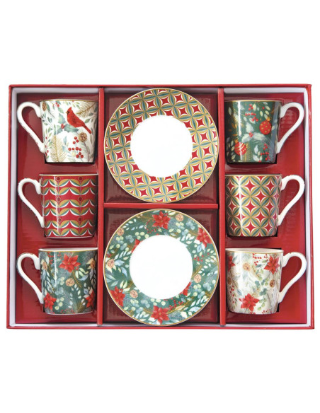 EASY LIFE SET 6 TAZZINE ESPRESSO CON PIATTINI 100 ML - CHRISTMAS JOY
