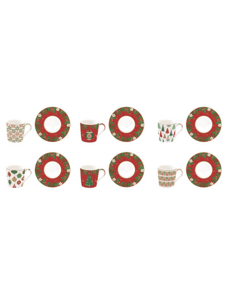 EASY LIFE SET 6 TAZZE CAFFÉ CON PIATTINO 100 ML - JINGLE BELLS