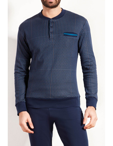 QBO PIGIAMA UOMO SERAFINO MANICA LUNGA E PANTALONE LUNGO COTONE INTERLOCK