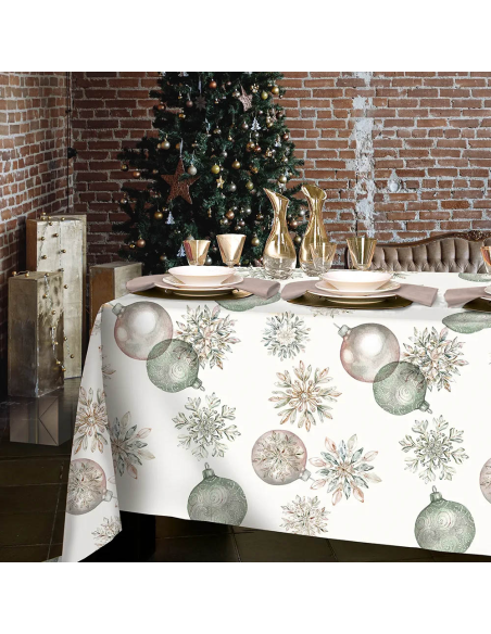 TESSITURA RANDI TOVAGLIA RETTANGOLARE NATALIZIA IN PURO COTONE - CRISTALLO