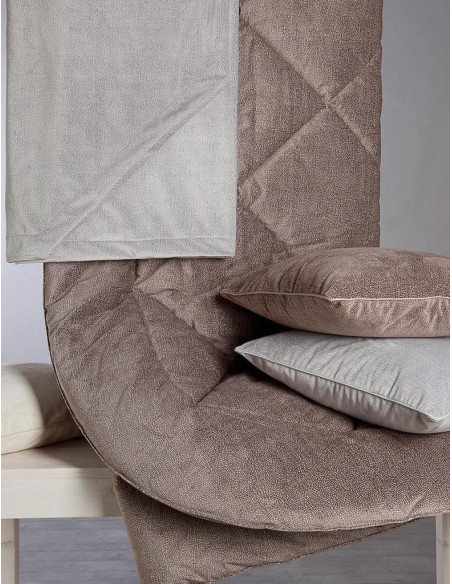 BORBONESE TRAPUNTA MATRIMONIALE 260X270 CM IN VELLUTO E CUSCINI ARREDO - TWIST