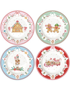 EASY LIFE SET 4 PIATTINI DESSERT 19.5 CM - SWEET CHRISTMAS