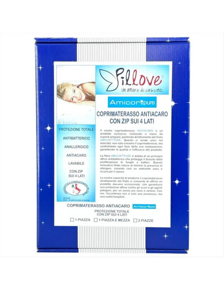 PILLOVE COPRIMATERASSO MATRIMONIALE ANTIACARO CON ZIP - AMICOR