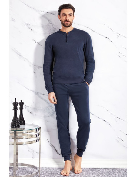 QBO PIGIAMA UOMO SERAFINO MANICA LUNGA E PANTALONE LUNGO COTONE INTERLOCK