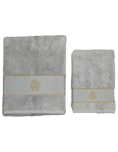 ROBERTO CAVALLI SET 2 ASCIUGAMANI IN SPUGNA DI...