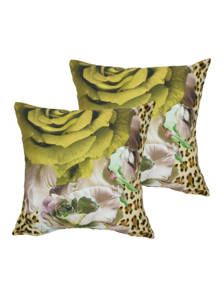 ROBERTO CAVALLI SET 2 CUSCINI ARREDO IN RASO DI COTONE