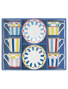 EASY LIFE SET 6 TAZZE CAFFÈ CON PIATTINO 100 ML - GEOCROMIA