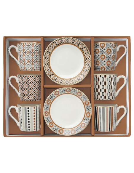 EASY LIFE SET 6 TAZZE CAFFÈ CON PIATTINO 100 ML - GEOETHNIC