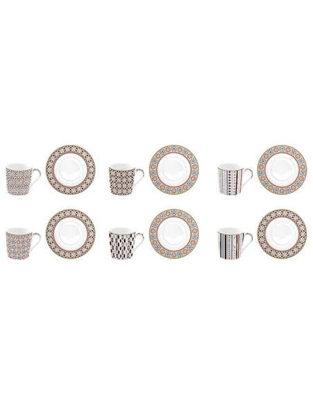 EASY LIFE SET 6 TAZZE CAFFÈ CON PIATTINO 100 ML - GEOETHNIC