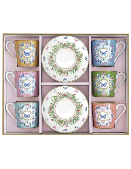 EASY LIFE SET 6 TAZZE CAFFÈ CON PIATTINO 100 ML - SPRING PARADE
