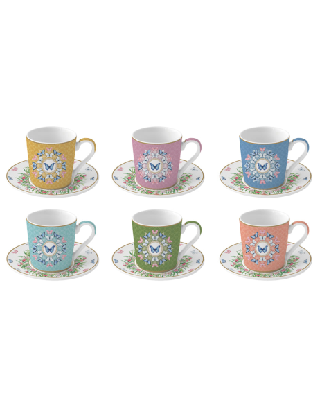 EASY LIFE SET 6 TAZZE CAFFÈ CON PIATTINO 100 ML - SPRING PARADE