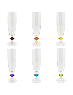 BOHEMIA SET 6 CALICI FLUT 21 CL IN CRISTALLO - ROSY
