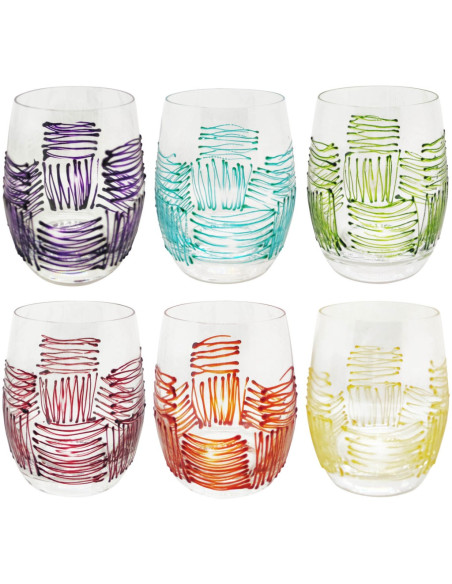 DIESSETTI SET 6 BICCHIERI ACQUA 34 CL - GEOMETRIC