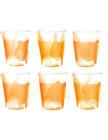 E-MY SET 6 REGGIBICCHIERI COLORATI - ANIMAL PARTY