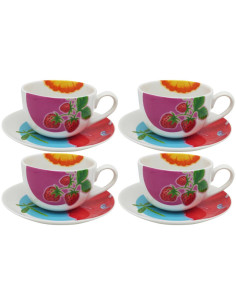 MONDI SET 4 TAZZE COLAZIONE CON PIATTINO 420 ML - KITSCH