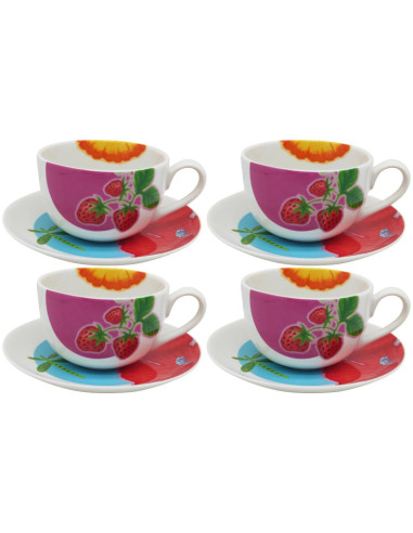 MONDI SET 4 TAZZE COLAZIONE CON PIATTINO 420 ML...