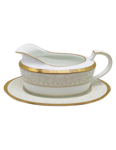 NORITAKE SALSIERA CON PIATTO - WHITE PALACE