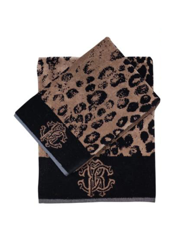 ROBERTO CAVALLI SET 2 ASCIUGAMANI IN SPUGNA DI...