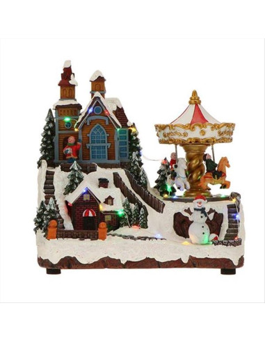 TIMSTOR VILLAGGIO NATALIZIO CON CAROSELLO, LED...