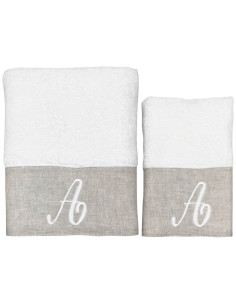 BIANCOPERLA SET 2 ASCIUGAMANI VISO E OSPITE CON INIZIALE...
