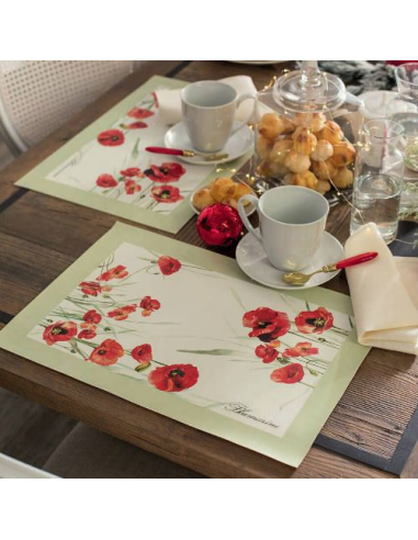 BLUMARINE SET 2 TOVAGLIETTE AMERICANE - PAPAVERI
