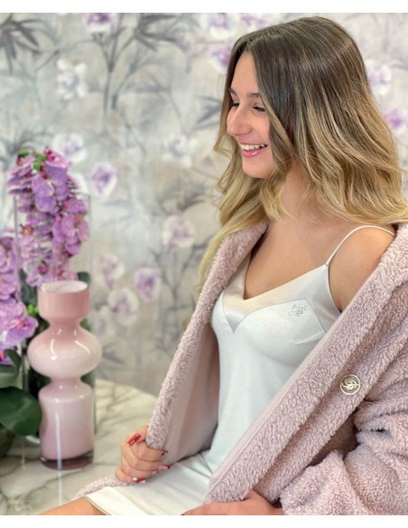 BLUMARINE VESTAGLIA DONNA DA CAMERA ABBOTTONATA - CANDORE