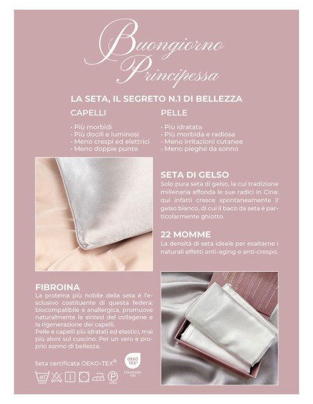 DONDI FEDERA PER GUANCIALI 50 X 80 CM IN SETA - BUONGIORNO PRINCIPESSA