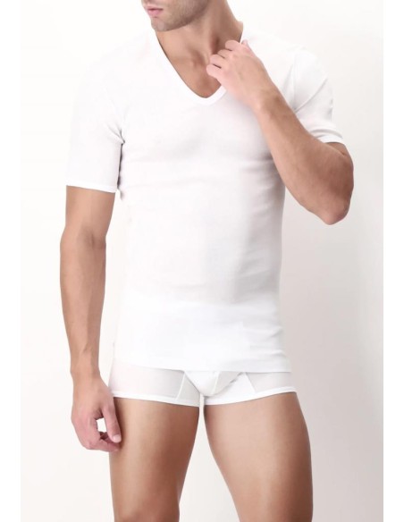 PEROFIL MAGLIETTA UOMO SCOLLO A V IN FILO DI SCOZIA - V-NEK