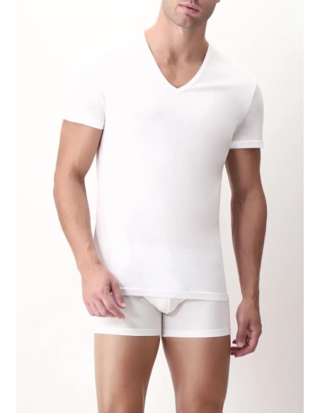 PEROFIL MAGLIETTA UOMO SCOLLO V IN FILO DI SCOZIA - FSA V-NEK T-SHIRT