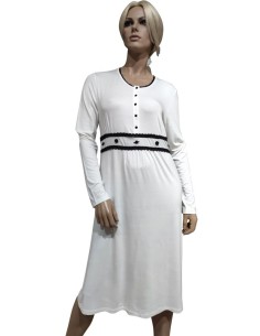 ROSA POIS CAMCIA DA NOTTE DONNA SERAFINO MANCIA LUNGA IN... 2