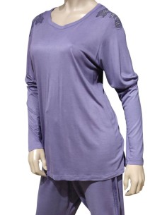 ROSA POIS PIGIAMA DONNA GIROGOLA, MANICA LUNGA E PANTALONE 2