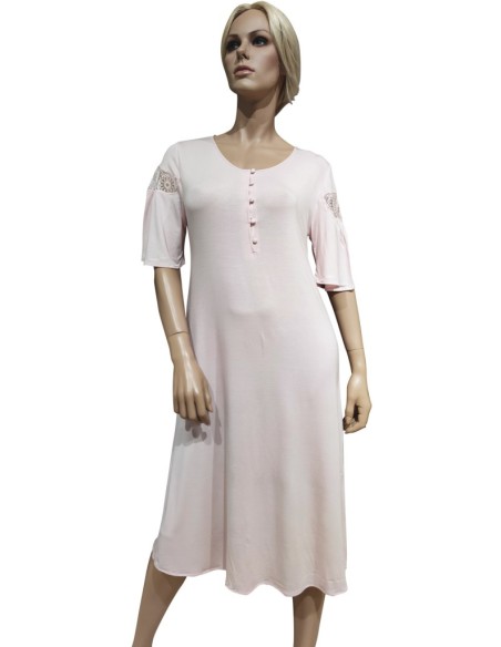 TATA' CAMICIA DA NOTTE DONNA SERAFINO MEZZA MANICA IN MICROMODAL - CECILIE