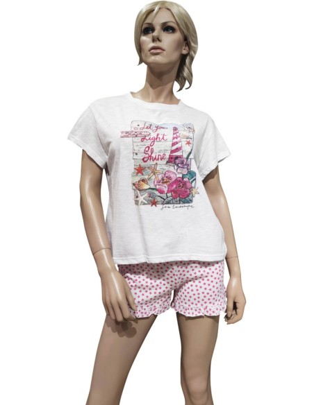 MANAM PIGIAMA DONNA GIROGOLA, MEZZA MANICA E BERMUDA