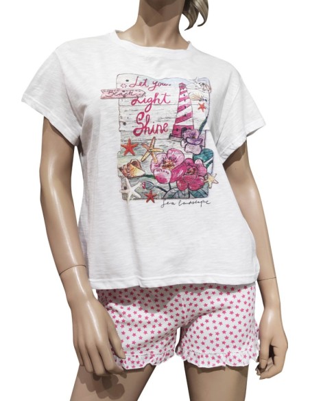 MANAM PIGIAMA DONNA GIROGOLA, MEZZA MANICA E BERMUDA