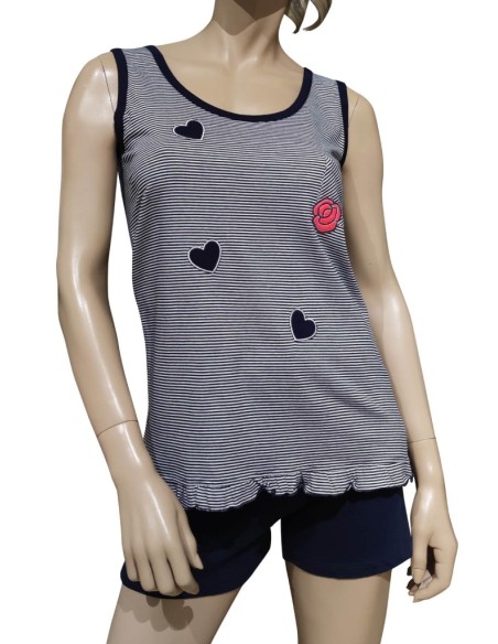 ROSA E MENTA PIGIAMA DONNA SPALLA LARGA E PANTALONCINO