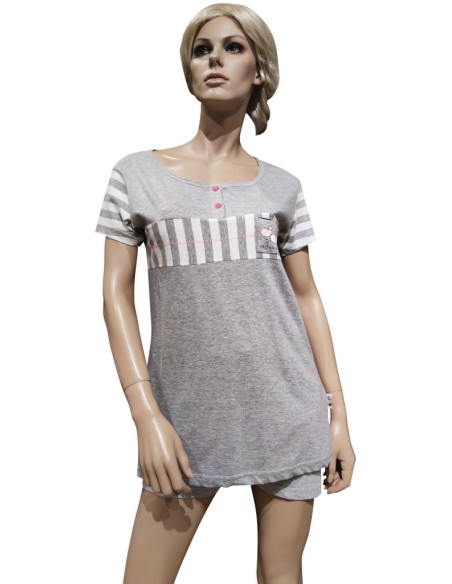 KICCHE YOUNG PIGIAMA DONNA GIROGOLA MEZZA MANICA E PANTALONCINO IN COTONE