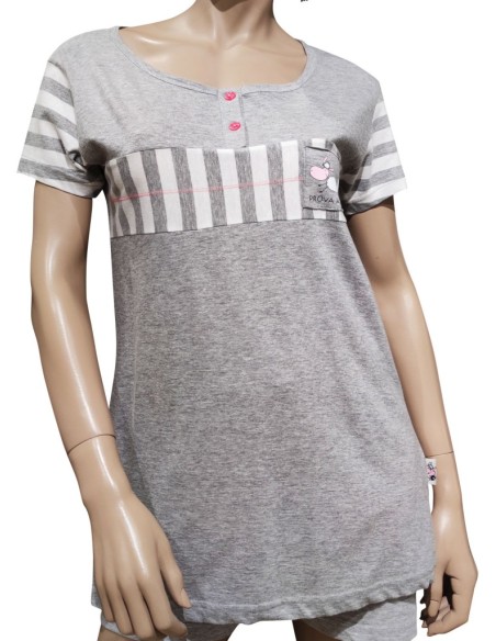 KICCHE YOUNG PIGIAMA DONNA GIROGOLA MEZZA MANICA E PANTALONCINO IN COTONE