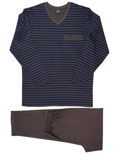 SCHIESSER PIGIAMA UOMO SCOLLO V, MANICA LUNGA E...