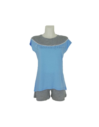 QBO PIGIAMA DONNA GIROCOLLO MEZZA MANICA E...