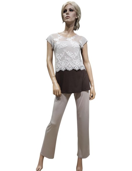 TATÀ PIGIAMA DONNA GIROGOLA, MEZZA MANICA E PANTALONE - CRYSTAL